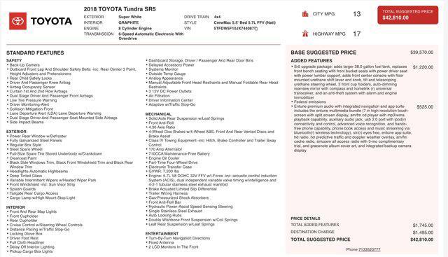 used 2018 Toyota Tundra car, priced at $29,905