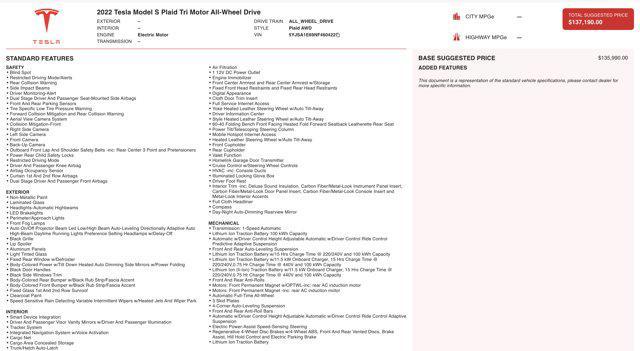 used 2022 Tesla Model S car, priced at $57,905