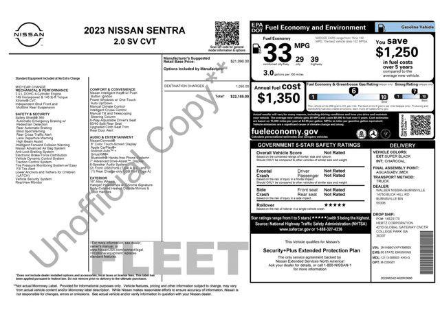 used 2023 Nissan Sentra car, priced at $16,600