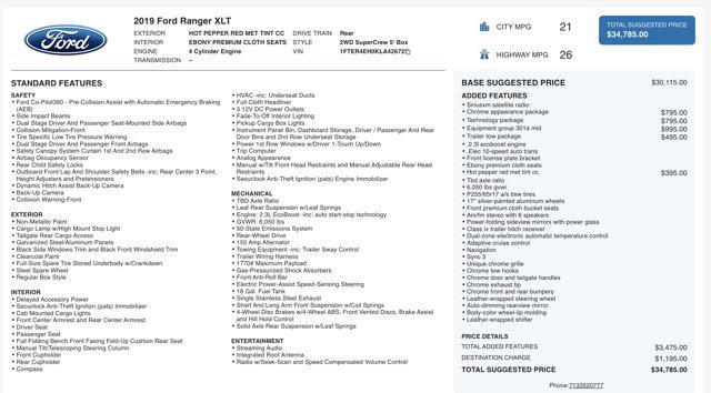 used 2019 Ford Ranger car, priced at $18,700