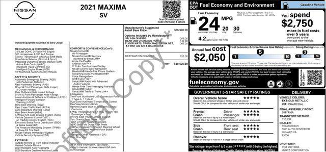 used 2021 Nissan Maxima car, priced at $20,905