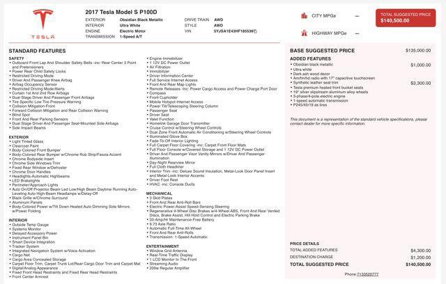 used 2017 Tesla Model S car, priced at $25,500