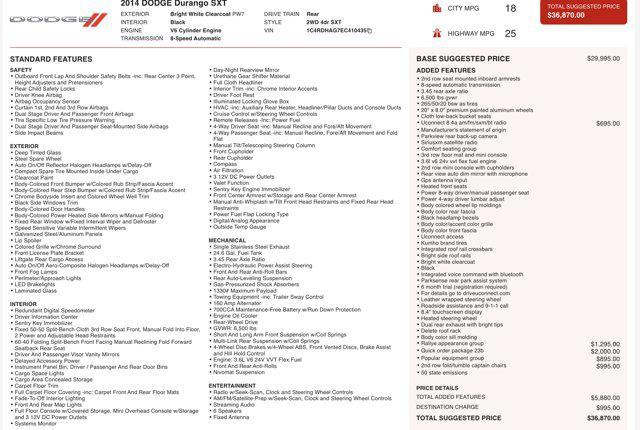 used 2014 Dodge Durango car, priced at $9,500