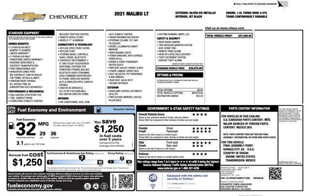 used 2021 Chevrolet Malibu car, priced at $12,005