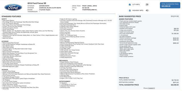 used 2016 Ford Focus car, priced at $7,700