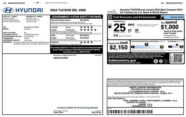 used 2024 Hyundai Tucson car, priced at $18,905