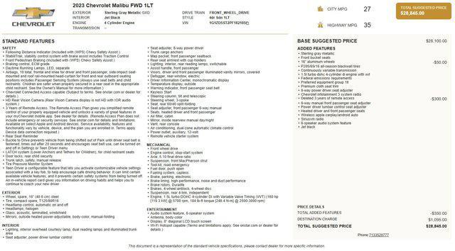 used 2023 Chevrolet Malibu car, priced at $14,900