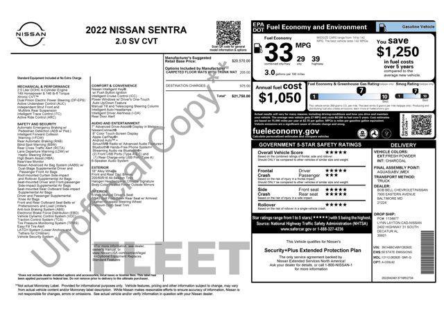 used 2022 Nissan Sentra car, priced at $15,905