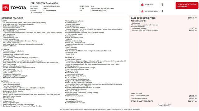 used 2021 Toyota Tundra car, priced at $31,500