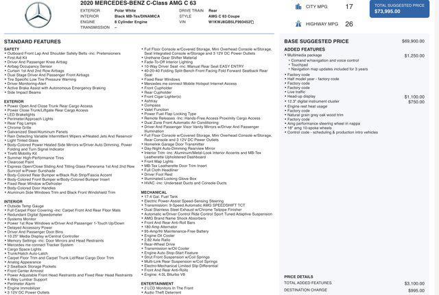 used 2020 Mercedes-Benz AMG C 63 car, priced at $45,500