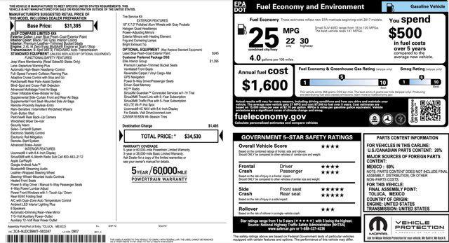 used 2021 Jeep Compass car, priced at $17,500