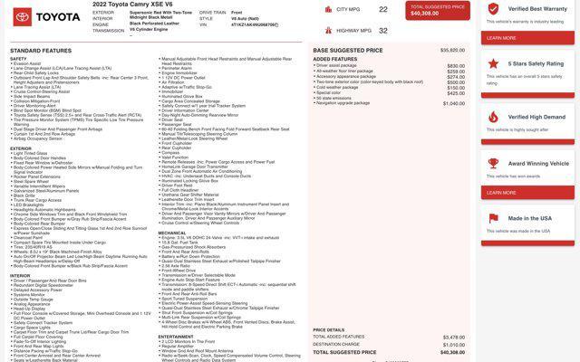 used 2022 Toyota Camry car, priced at $28,000