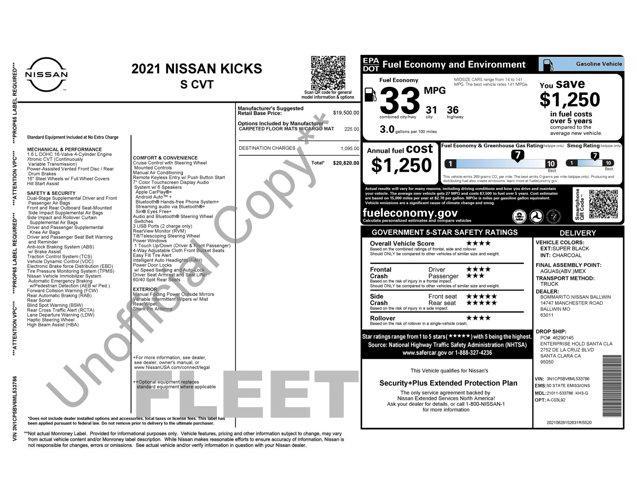 used 2021 Nissan Kicks car, priced at $12,805