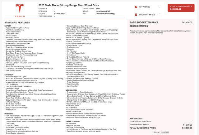 used 2025 Tesla Model 3 car, priced at $38,500