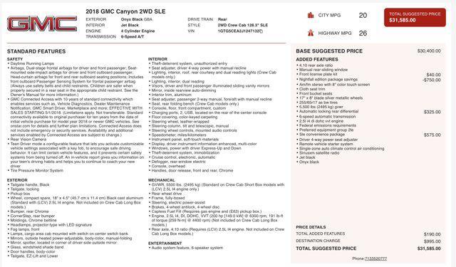 used 2018 GMC Canyon car, priced at $18,500
