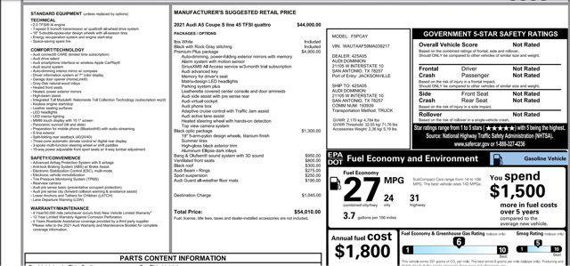 used 2021 Audi A5 car, priced at $27,500