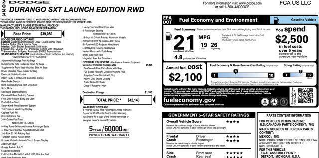 used 2023 Dodge Durango car, priced at $20,000