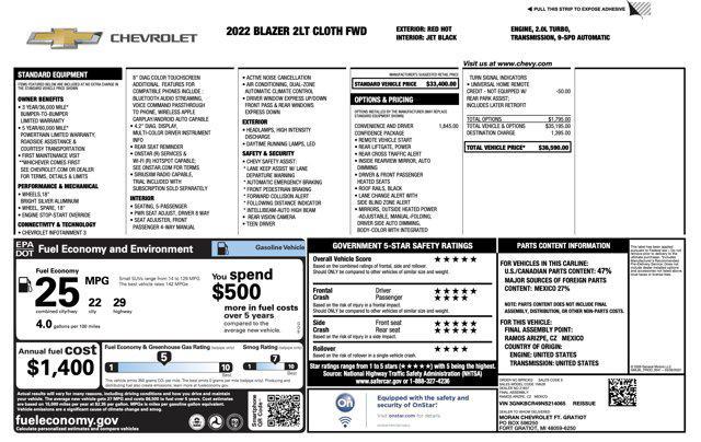 used 2022 Chevrolet Blazer car, priced at $20,900