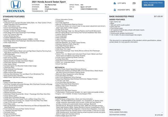 used 2021 Honda Accord car, priced at $19,000