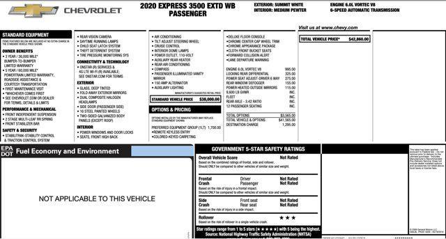 used 2020 Chevrolet Express 3500 car, priced at $24,900