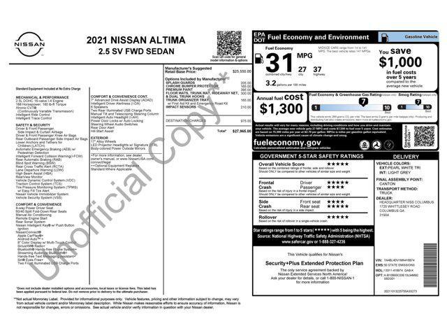 used 2021 Nissan Altima car, priced at $14,905