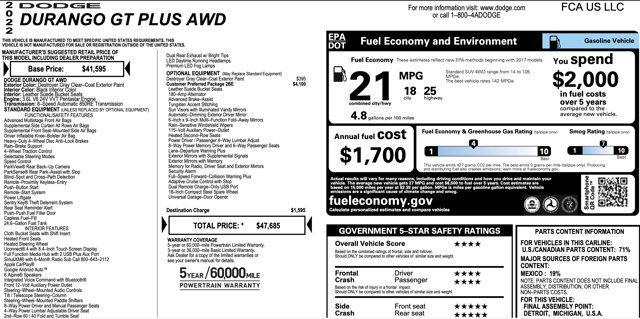 used 2022 Dodge Durango car, priced at $21,905