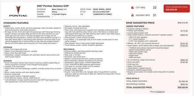 used 2007 Pontiac Solstice car, priced at $8,500