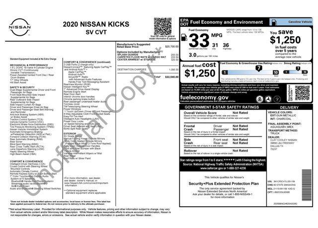 used 2020 Nissan Kicks car, priced at $13,505