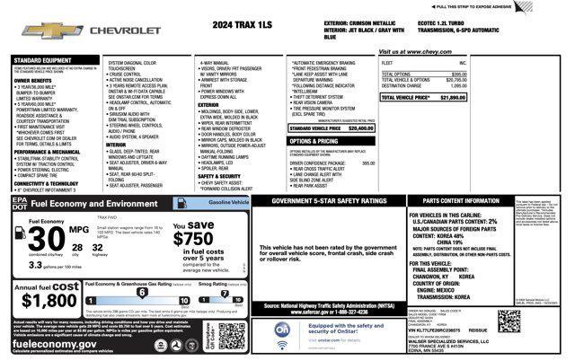 used 2024 Chevrolet Trax car, priced at $17,005