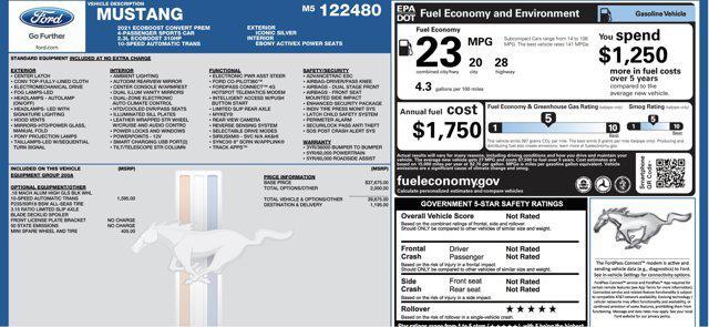 used 2021 Ford Mustang car, priced at $20,500