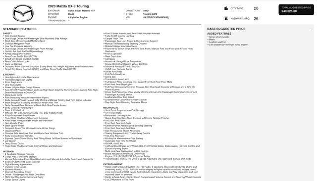 used 2023 Mazda CX-9 car, priced at $22,500