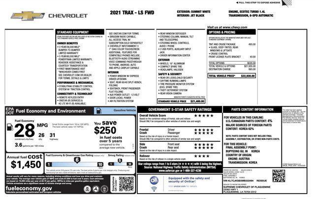 used 2021 Chevrolet Trax car, priced at $12,500