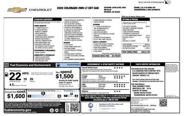used 2022 Chevrolet Colorado car, priced at $17,005