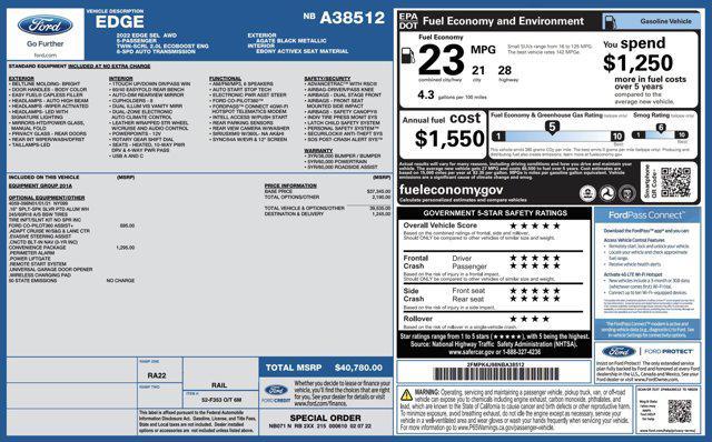 used 2022 Ford Edge car, priced at $15,505