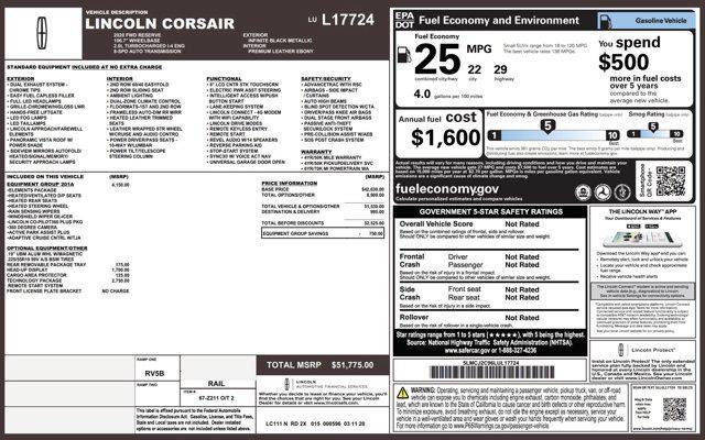 used 2020 Lincoln Corsair car, priced at $19,005