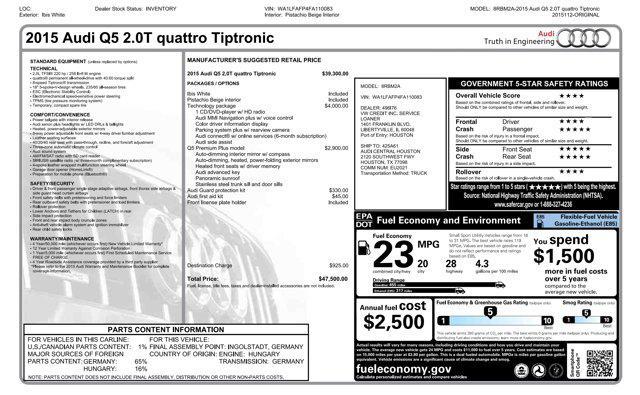 used 2015 Audi Q5 car, priced at $9,400