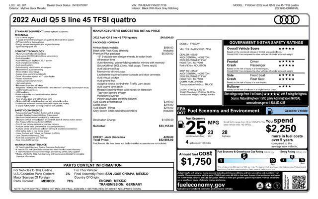 used 2022 Audi Q5 car, priced at $21,700