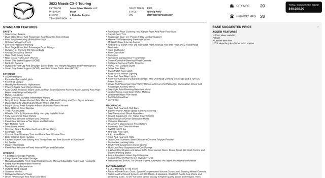 used 2023 Mazda CX-9 car, priced at $22,400