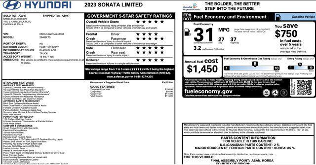 used 2023 Hyundai Sonata car, priced at $20,505