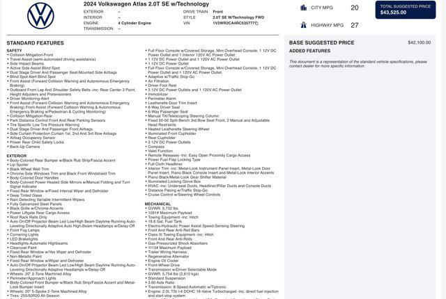 used 2024 Volkswagen Atlas car, priced at $25,900