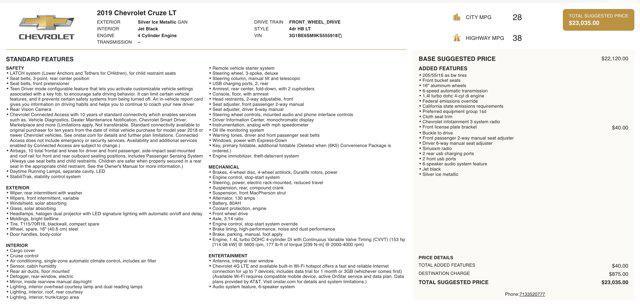 used 2019 Chevrolet Cruze car, priced at $10,505