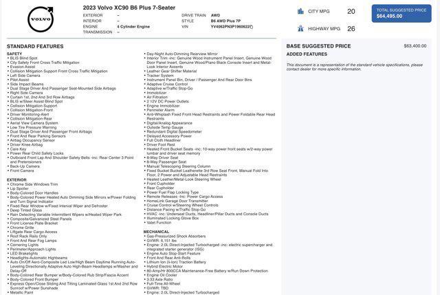 used 2023 Volvo XC90 car, priced at $28,900