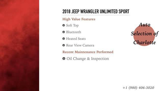 used 2018 Jeep Wrangler Unlimited car, priced at $23,495