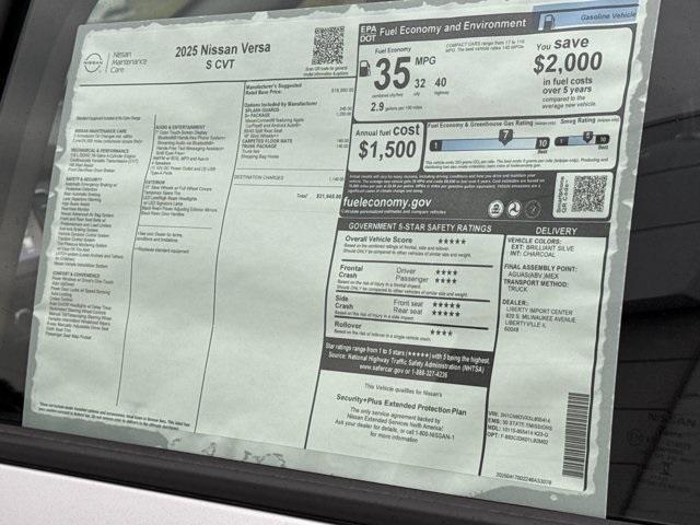 new 2025 Nissan Versa car, priced at $20,038