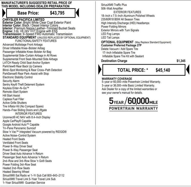used 2018 Chrysler Pacifica car, priced at $14,495