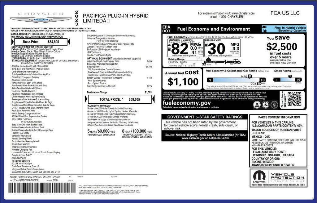 used 2023 Chrysler Pacifica Hybrid car, priced at $30,293