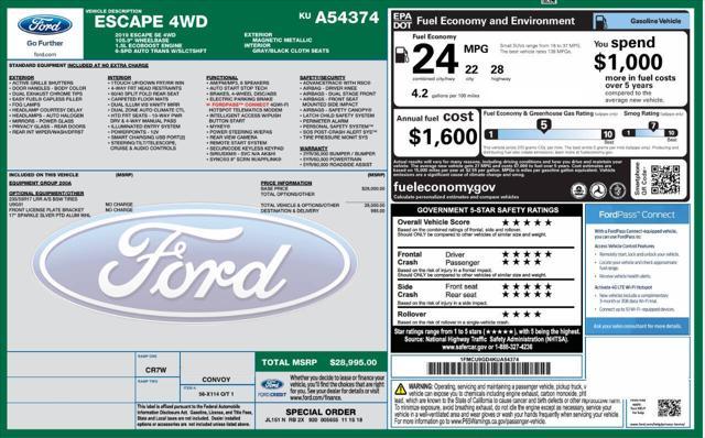 used 2019 Ford Escape car, priced at $14,536