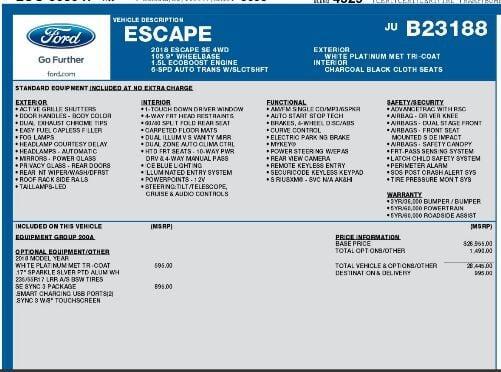 used 2018 Ford Escape car, priced at $13,995