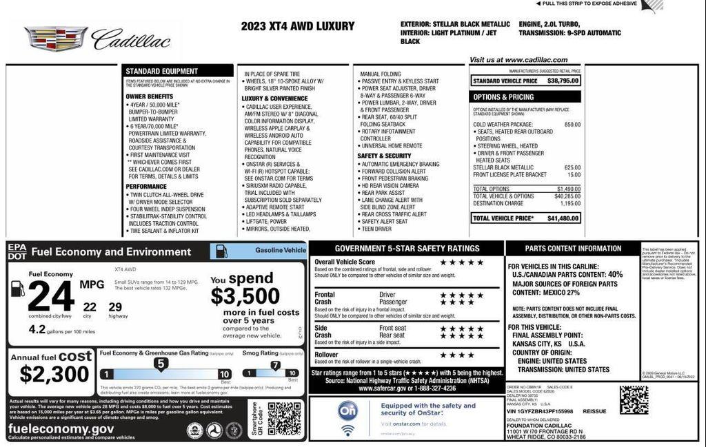 used 2023 Cadillac XT4 car, priced at $24,684
