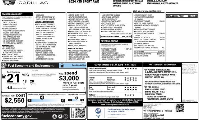 used 2024 Cadillac XT5 car, priced at $39,526